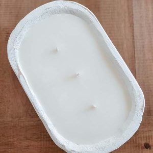 Green Farm Boutique | product 3 wick white dough bowl candle 04